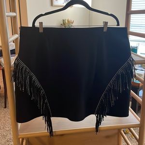 Black Fringe Suede Miniskirt 3XL